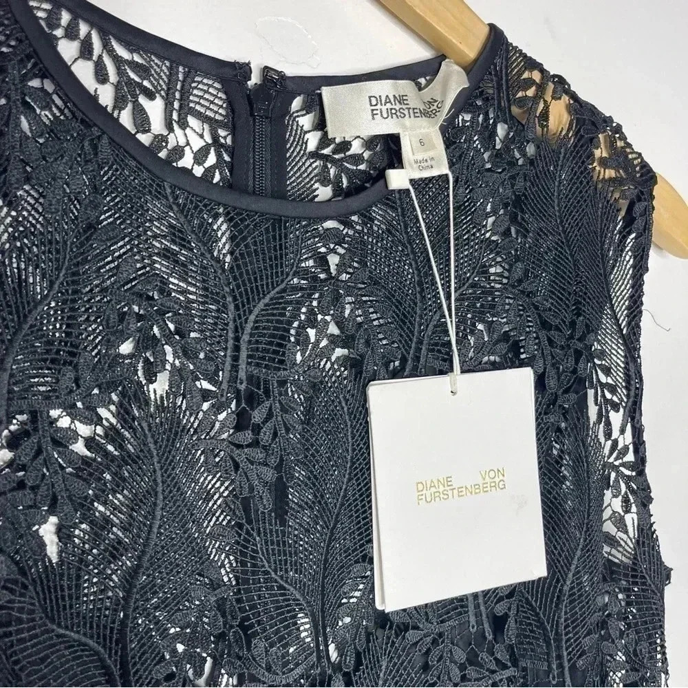 Diane von Furstenberg DVF Sleeveless Lace Tailored Overlay Mini Dress Size 6 NWT - Picture 6 of 7